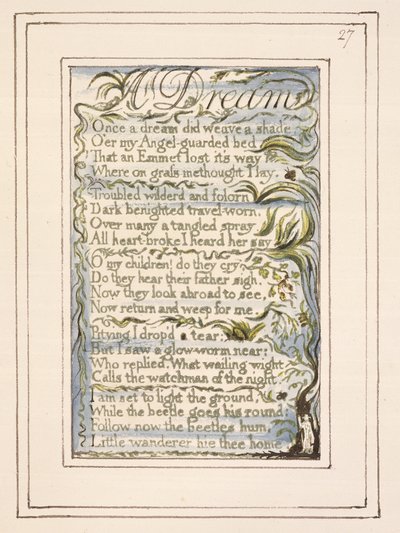 Ein Traum: Platte 27 aus Songs of Innocence and of Experience (Kopie R) ca. 1802-08 von William Blake